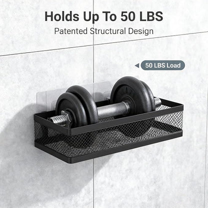 PUSDON Mesh Shower Caddy Wall Mount, Heavy Duty Adhesive Bathroom Shelf - Image 6
