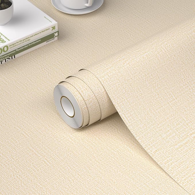 WADILE Grasscloth Peel and Stick Wallpaper 23.6in x 236in, Textured Contact by WADILE