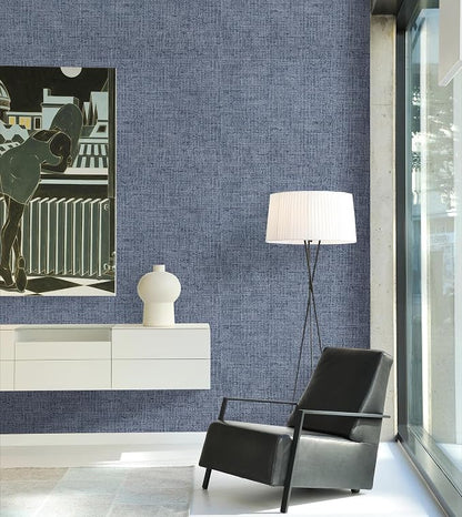 Grasscloth Peel and Stick Wallpaper Denim Blue Contact Paper 15.7inch x - Image 5