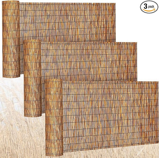Barydat 3 Pcs 3 x 16.4 ft Reed Fence Roll, 85% Shade Bamboo Privacy Screen by home