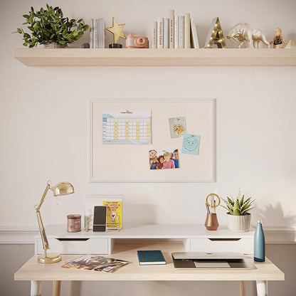 U Brands Farmhouse Linen Bulletin Board, Wall Mounted Pin Board - Image 7