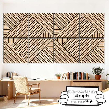 Mollywell Art Acoustic Wall Panels, 24x24 Inch 8 Pack, Wood Veneer, Sound - Image 2