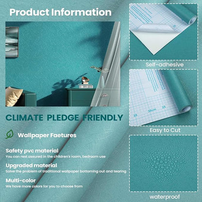Teal Peel and Stick Self Adhesive Wallpaper - Image 5