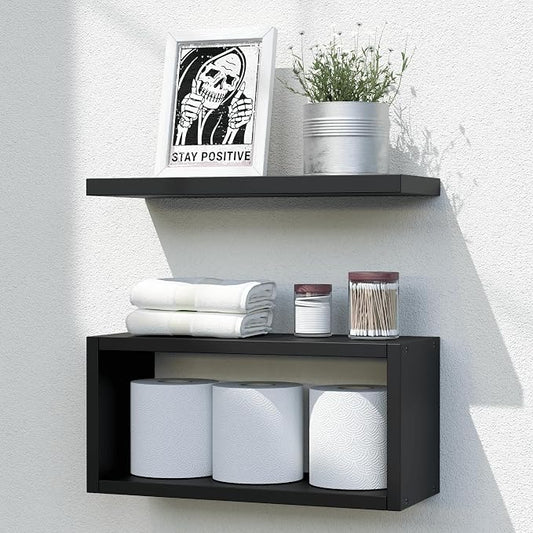 RICHER HOUSE Floating Shelves Bathroom, Above Toilet Bathroom Shelves, Wall by RicherHouse