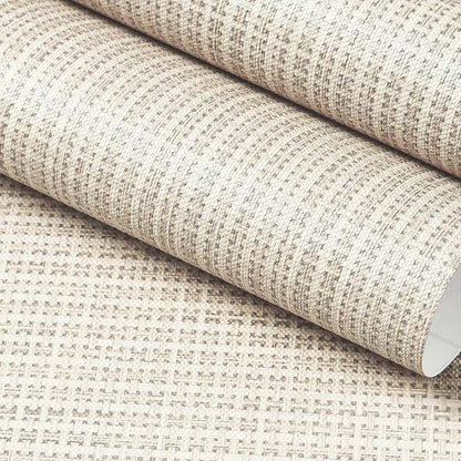 FunStick Beige Weave Grasscloth Peel and Stick Wallpaper Textured Wallpaper by FunStick