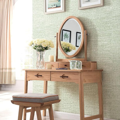 Amiya Grasscloth Wallpaper 17.3"x120" Sage Green Peel and Stick Faux Fabric - Image 7