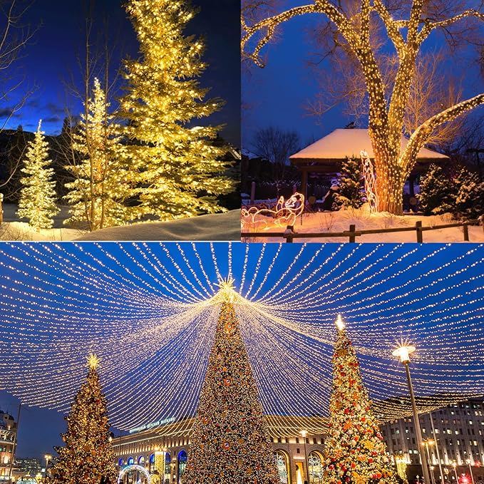 Warm White 75 Ft 200 LED Christmas String Lights - Connectable, 8 Modes, Timer, Waterproof Fairy Twinkle Lights for Christmas Party, Garden, Patio, Home, Holiday, Xmas Tree Decorations