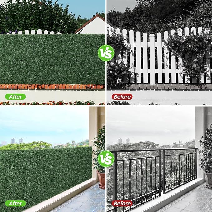 Luyue 12PCS 20”×20” Boxwood Panels, Artificial Grass Wall Panels Fake Greenery - Image 5