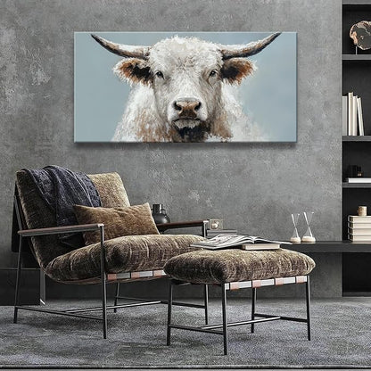 Wall Art Freedom Highland Cow Painting Wild Animal Cattle Canvas Art Wall Decor - Image 2