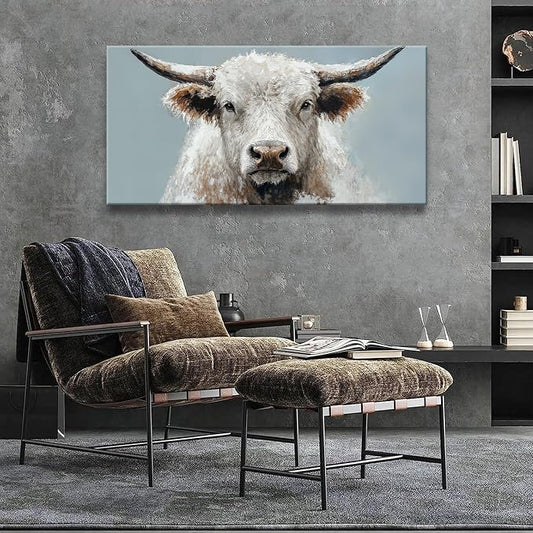 Wall Art Freedom Highland Cow Painting Wild Animal Cattle Canvas Art Wall Decor - Image 2