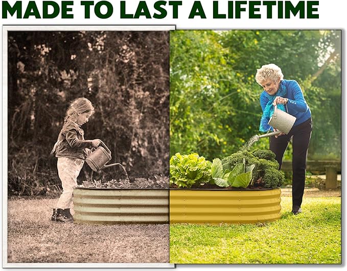 Galvanized Raised Garden Beds Outdoor // 4×2×1 ft Planter Raised Beds for Gardening, Vegetables, Flowers (Yellow) // Large Metal Garden Box