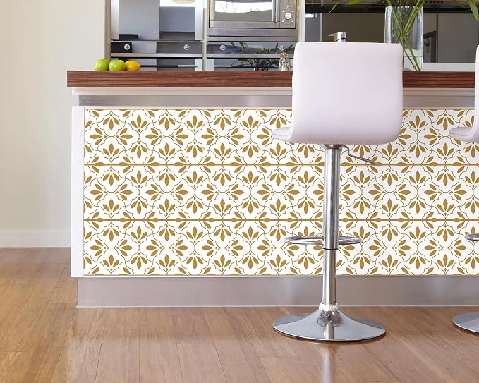 FLFK Wallpaper Border Gold and White Patterns Peel and Stick Wall Border Self - Image 5