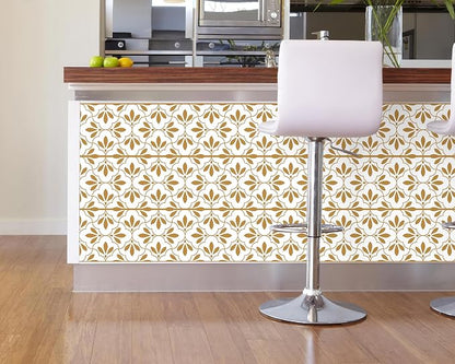 FLFK Wallpaper Border Gold and White Patterns Peel and Stick Wall Border Self - Image 5