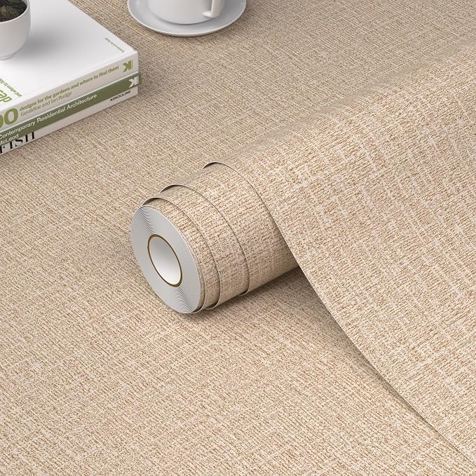 WADILE Grasscloth Peel and Stick Wallpaper 15.7in x 196.8in, Textured Contact by WADILE