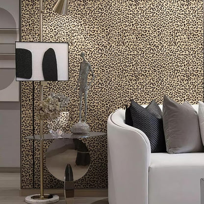 JiffDiff Leopard Print Peel and Stick Wallpaper, Waterproof Removable Self - Image 3