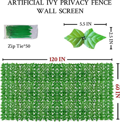 ODTORY Artificial Ivy Fence Privacy Screen, 60 x 120 Inch UV-Anti Artificial - Image 2