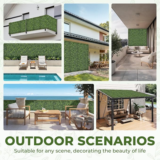 Artificial Grass Wall Panel Screen: 20"x20" 6P UV-Anti Faux Boxwood Panels - Image 6
