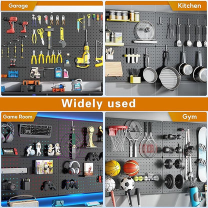 Peg Board, Includes 4 Pack 24''X12'' Large Black Peg Board - Image 7