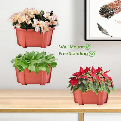 9.8 inch 8 Pack Brick Red Wall Hanging Planters - Image 5