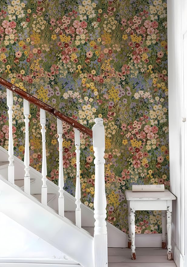 Floral Wallpaper Peel and Stick Boho Wall Paper Removable Waterproof Green - Image 5