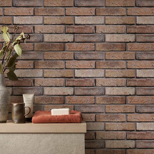COMSTICKC 3D Brown Faux Brick Wall Panel Peel and Stick Wall Covering, Not Real - Image 2
