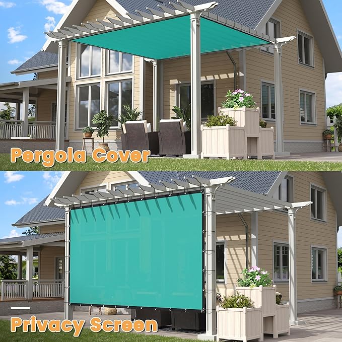 VICLLAX Shade Fabric Sun Shade Cloth with Every 2 FT Grommets for Patio Garden Pergola Cover Canopy 22x22 FT, Turquoise