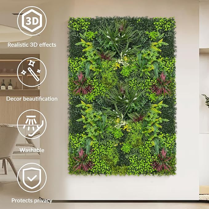 Artificial Plant Wall Boxwood Roll: 40"x120" UV Resistant Green Leaves Faux - Image 3