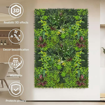 Artificial Plant Wall Boxwood Roll: 40"x120" UV Resistant Green Leaves Faux - Image 3