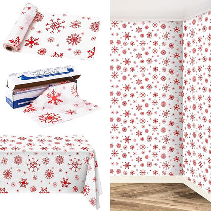 Kochorie 100 Ft x 54 Inch Red Snowflake Tablecloth Roll by Kochorie