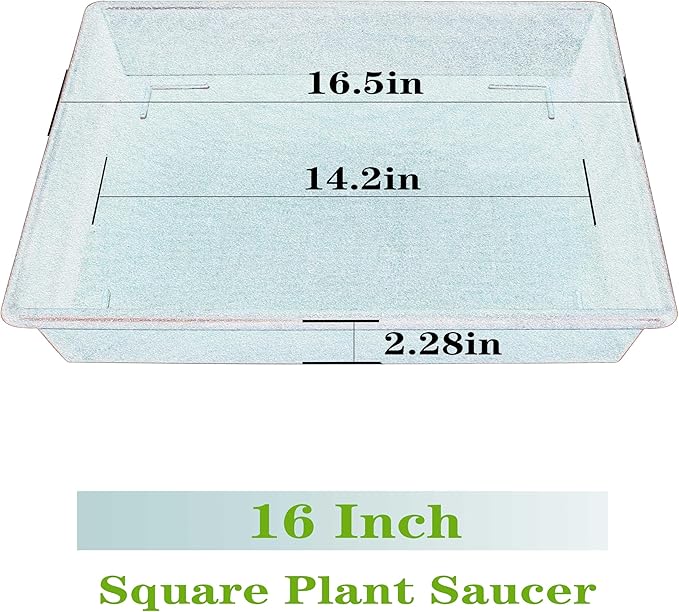 Square Plant Saucer 16 Inch 2 Pack, Plant Stand Plant Trays for Pots Heavy Duty Plastic Plant Saucers for Indoors Outdoors, Flower Pot No Holes Plant Lover Gardening Gifts