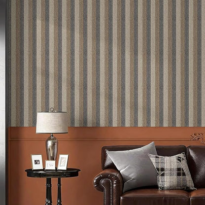 Simon&Siff Textured Fabric Wallpaper Peel and Stick 17.3"x120" Beige/Brown/Grey - Image 4