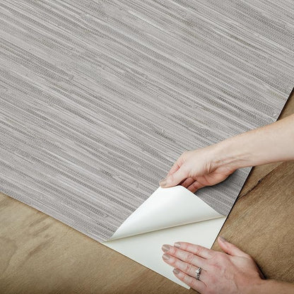 NuWallpaper Grey Grassweave Peel and Stick Wallpaper, Textured Removable - Image 6