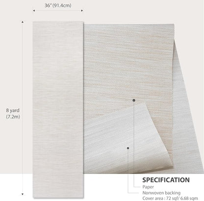 Ansehan Grasscloth Textured Wallcovering W1310 Oxford, Non Prepasted Natural - Image 6