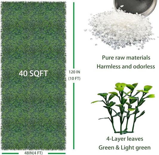 ODTORY Artificial Boxwood Roll, 48x120 in UV-Anti Faux Ivy Boxwood Hedge Leaf - Image 2