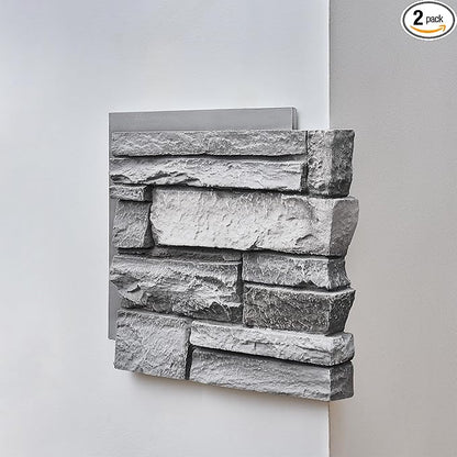 Fogstone Right-Hand Corner Panel Artisan Hand Painted 90-Degree Faux Stone by Wallwell