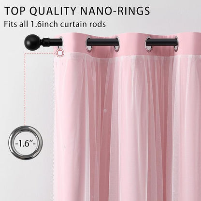 XiDi Light Pink Curtains for Bedroom, Girls Room Blackout Curtains, Kids Room - Image 2