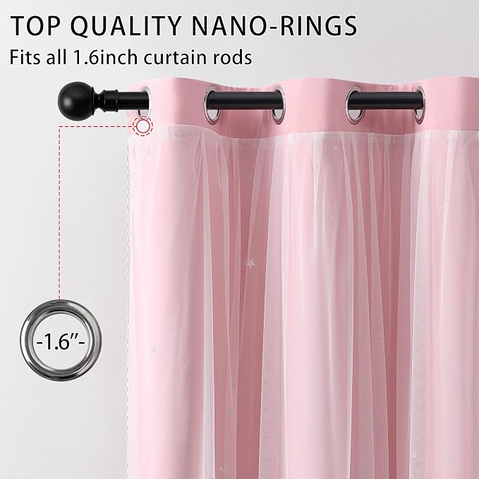 XiDi Pink Curtains for Bedroom, Girls Room Blackout Curtains, Kids Room - Image 2