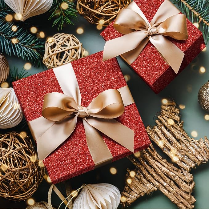 CRE8TIVE Red Glitter Wallpaper Border Peel and Stick Wall Border Fabric Shiny - Image 4