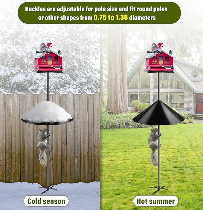19-inch Squirrel Baffle, Squirrel-Proof for Bird Feeder Pole, Birdhouse Baffle for Shepherd's Hook in The Outdoors,(Black 2 Pack)