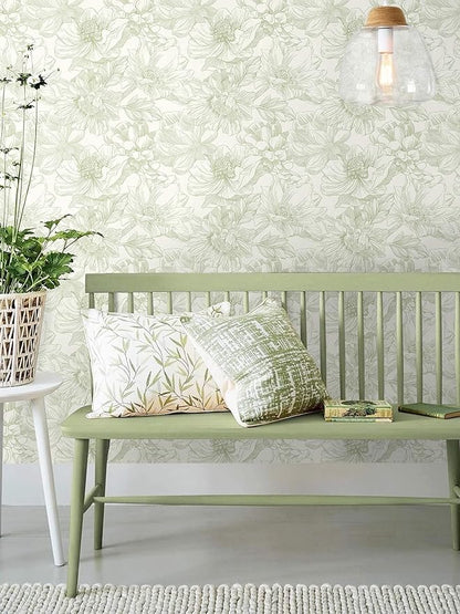 Ismoon Vintage Floral Wallpaper Peel and Stick Beige and Green Contact Paper - Image 6