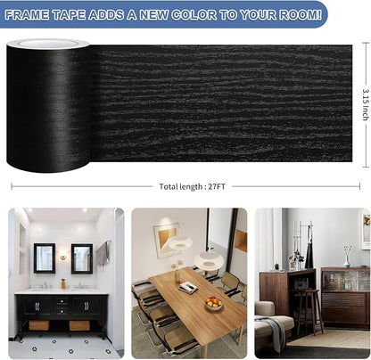 TIANLDD 27 FT Wood Grain Wallpaper Border, Removable Waterproof Mirror Border - Image 3