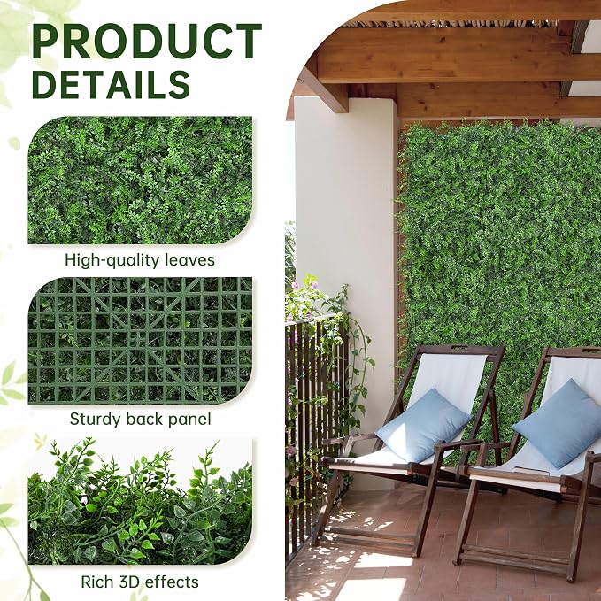 Artificial Green Wall Panels: 80"x120" Boxwood Hedge Green Wall Decor Backdrop - Image 3