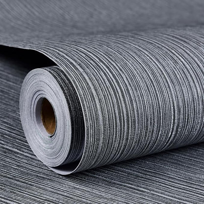 Haimin Grasscloth Wallpaper Textured 24in X 393in Fabric Contact Paper Gray by HaiminHomeDecorWallpaper