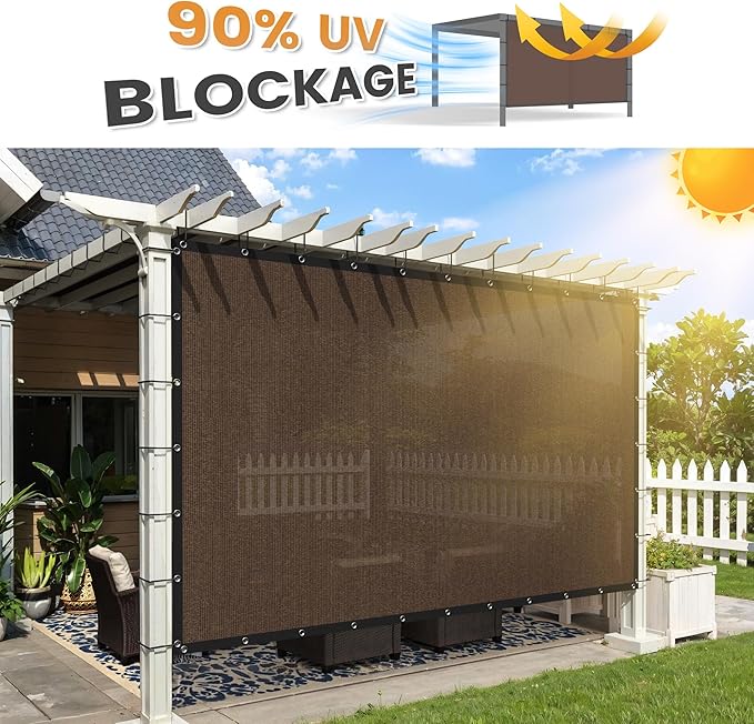 VICLLAX Shade Fabric Sun Shade Cloth with Every 2 FT Grommets for Patio Garden Pergola Cover Canopy 10x19 FT, Mocha