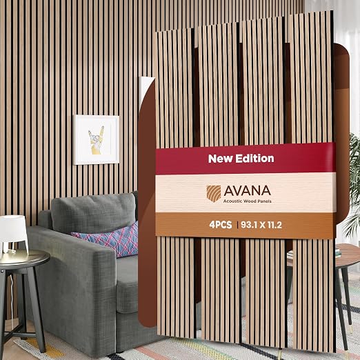 Avana Acoustic Wood Wall Panels – 93.2x11.25 Inch Panels – Fits 94x12 Layout – by AvanaHome