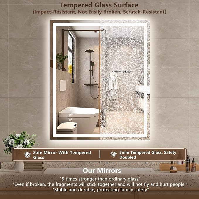 48x36 Inch LED Lighted Bathroom Mirror - Image 4