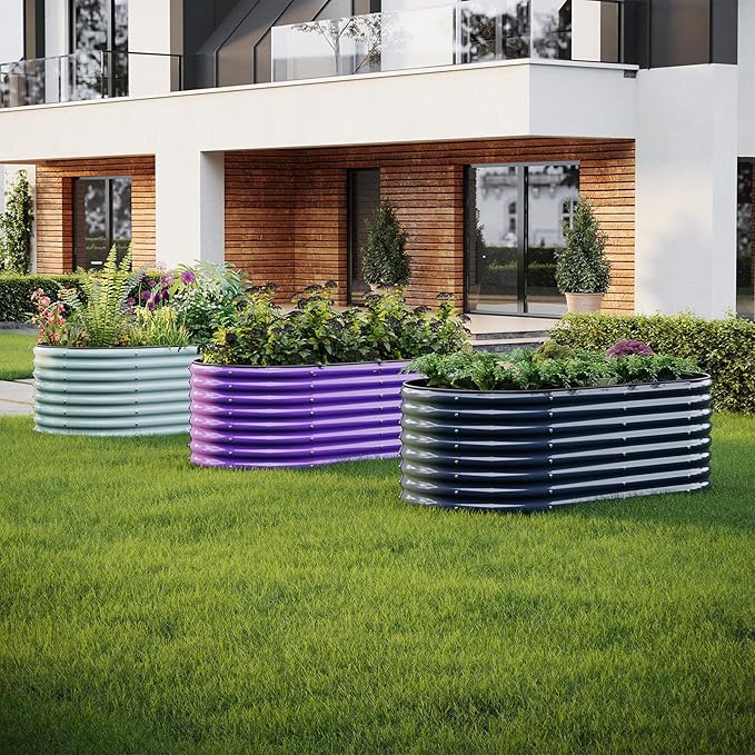 Galvanized Metal Planter Raised Garden Bed Kit for Gardening Outdoor，6x3x2ft Planter Grow Garden Box Raised Flower Bed，Long Vegetable Clearance Herb Raised Garden Beds for Container Gardening