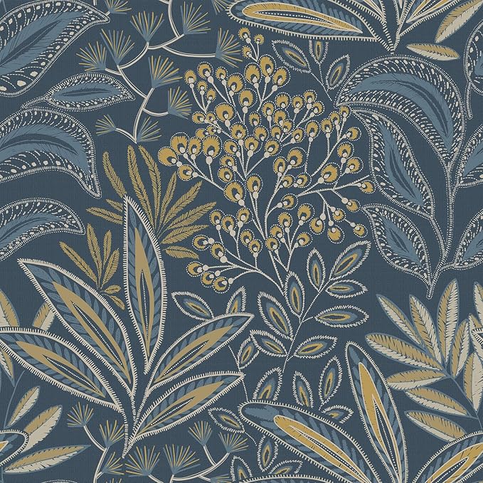 Safiyya Blue Vintage Floral Wallpaper Peel and Stick Contact Paper 17.3" x by SAFIYYA