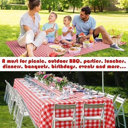 Kochorie 54 Inch x 300 Ft Red Checkered Plastic Table Cloth Roll Disposable - Image 7