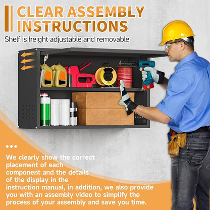 Metal Garage Wall Cabinet with Up-Flip Door, Upper Storage Cabinets with - Image 7